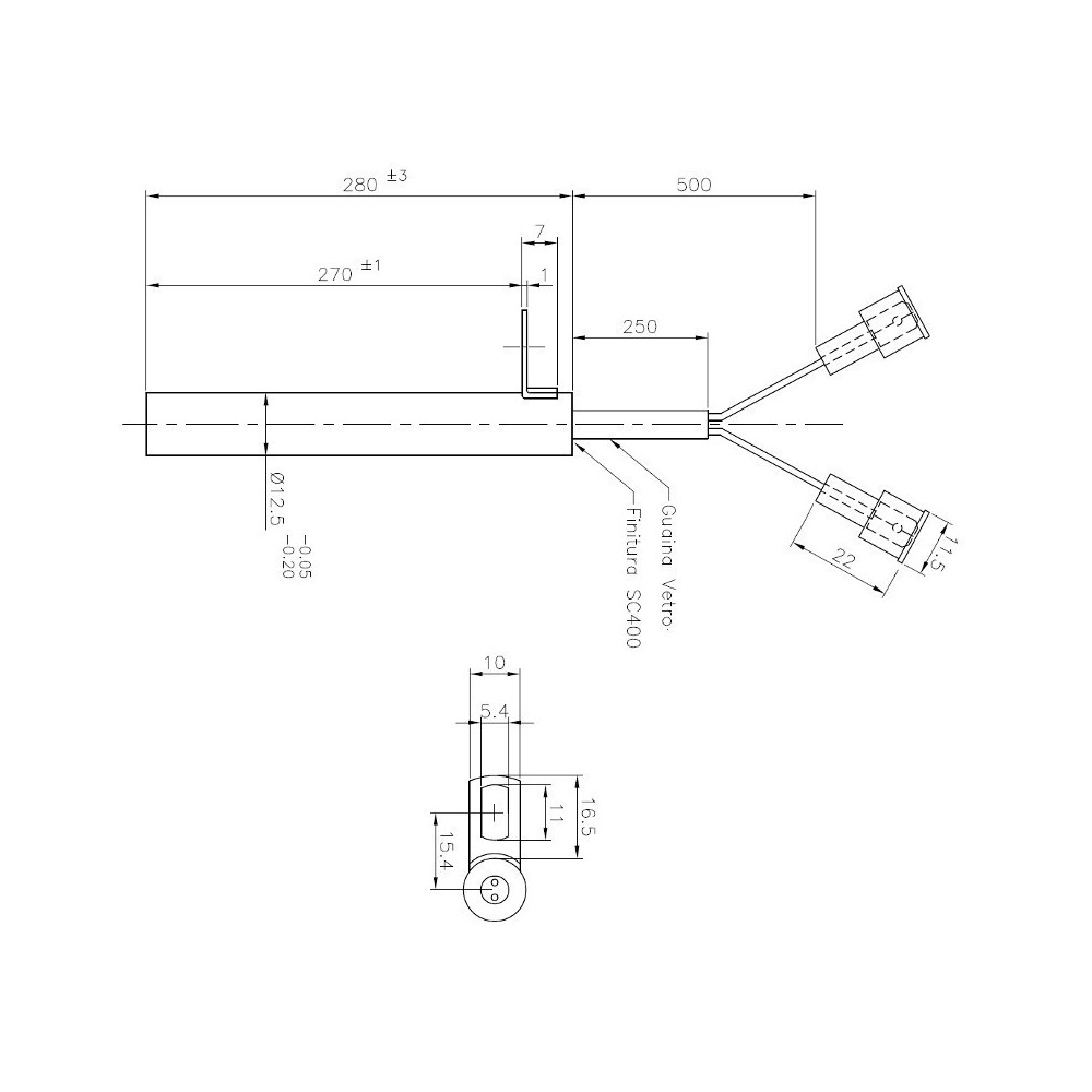 Resistenza stufa a pellet con flangia 470 Watt - UTXS020198