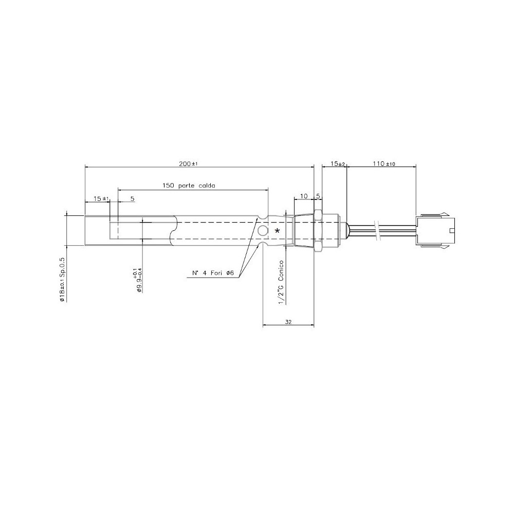 Resistenza per stufe a pellet con tubo convogliatore d'aria - HT68005