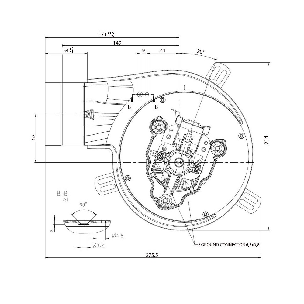 Estrattore fumi G2E152/0020-3030LH-609