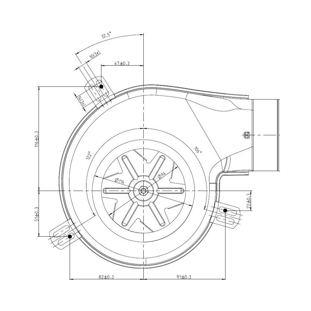 Estrattore fumi G2E152/0020-3030LH-609