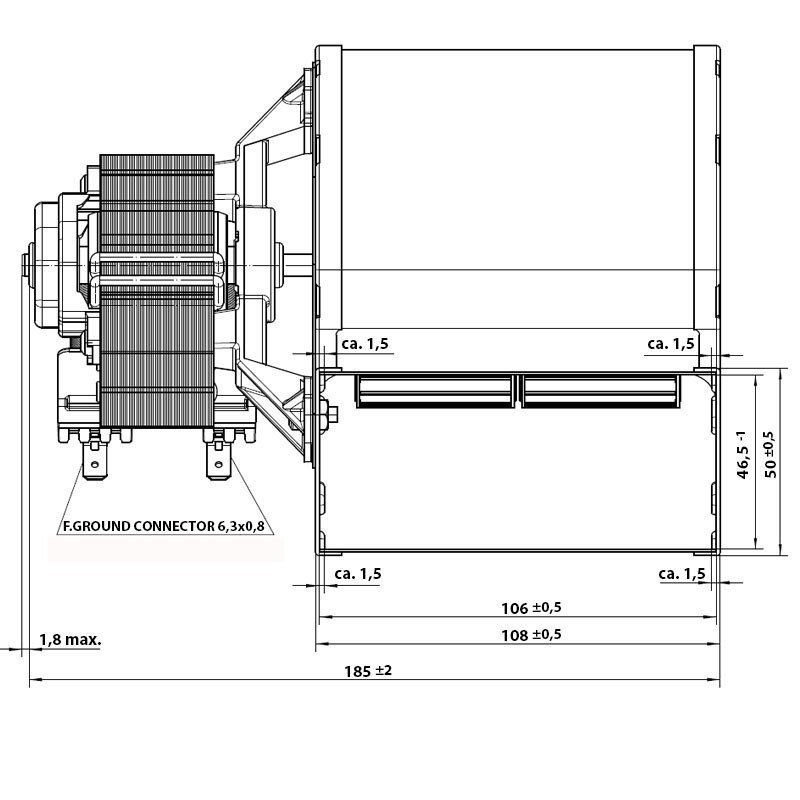 Ventilatore centrifugo RLD76/0086ZA59-3030LH