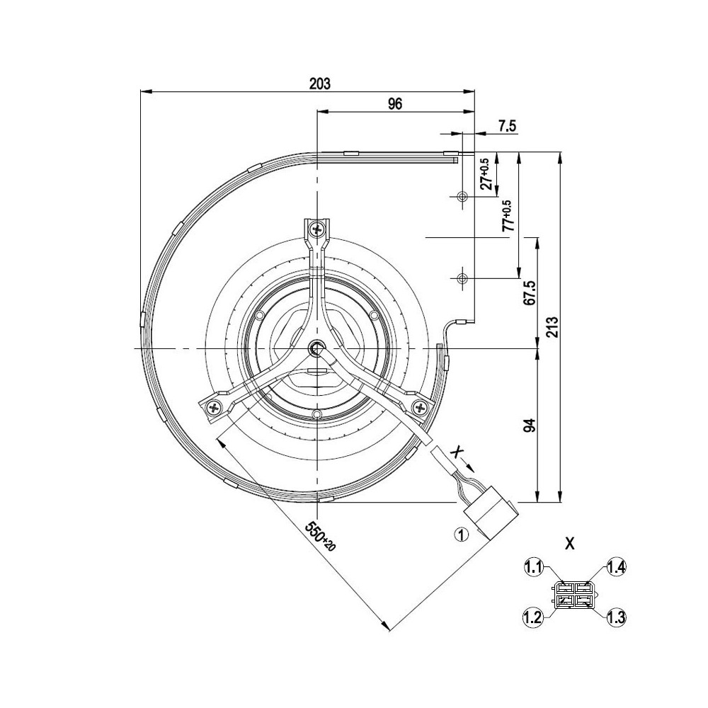 Ventilatore centrifugo D4E133-DT46-L4