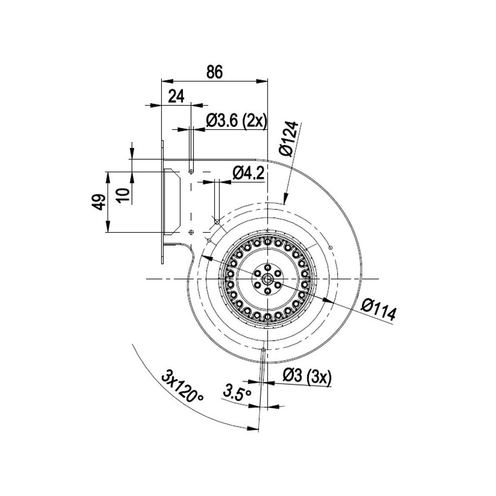 Ventilatore centrifugo D2E097-BI56-48