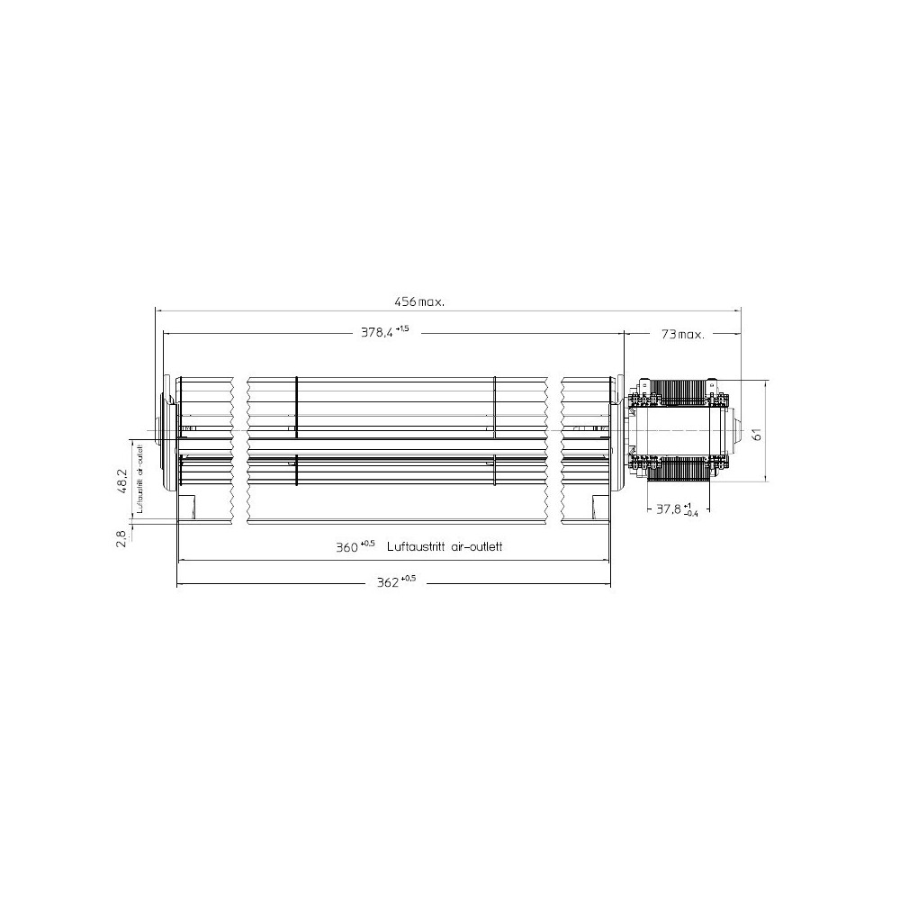 Ventilatore tangenziale EBM QLN65/3600A2-3038LH