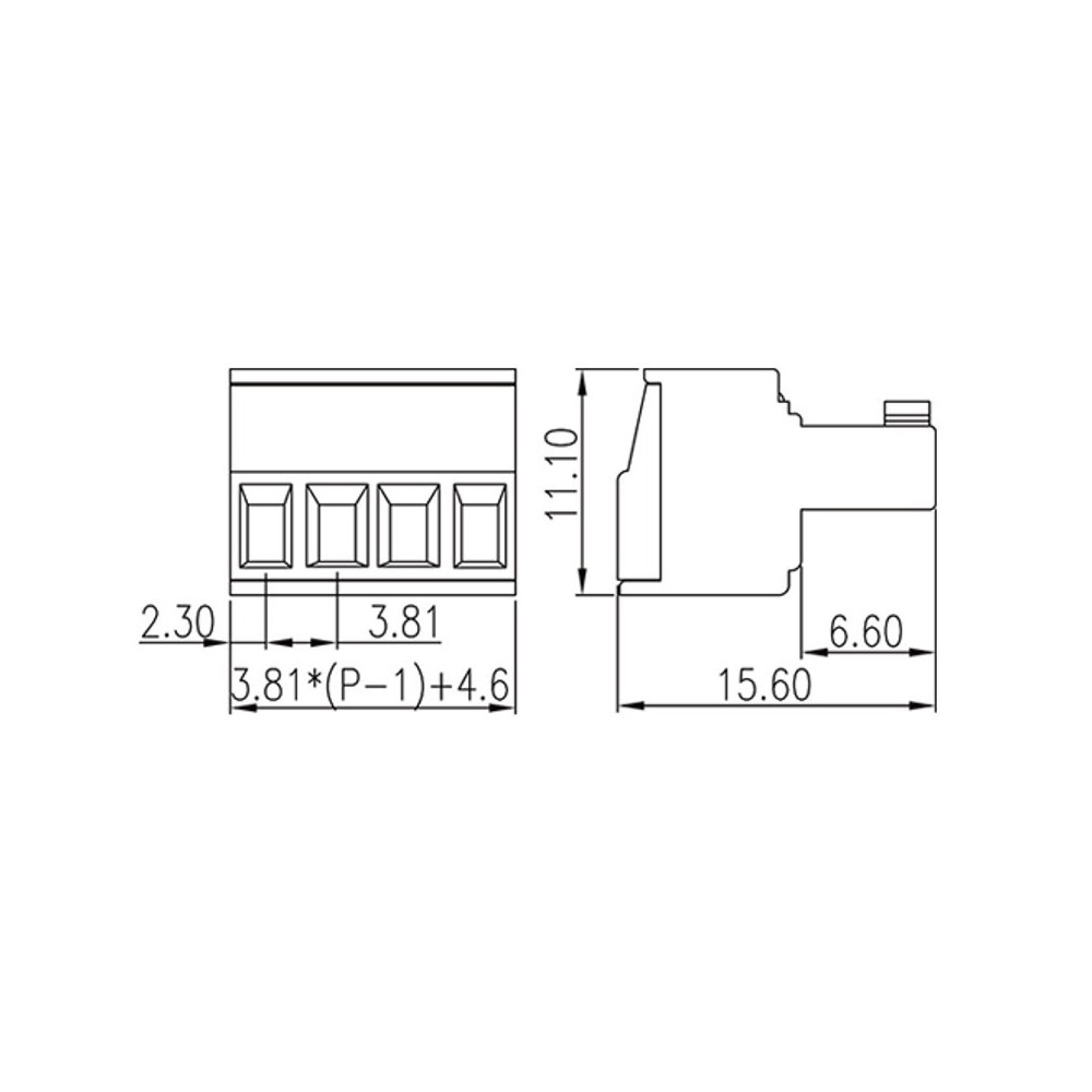 Connettore innesto passo 3,81 mm - 2 poli