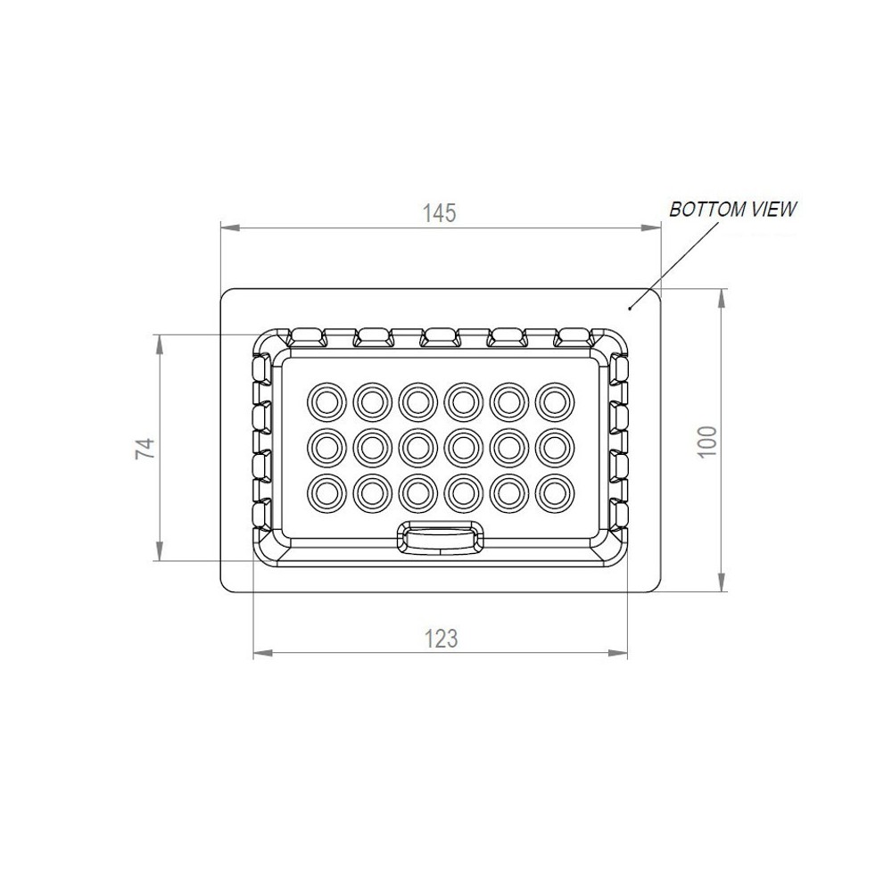 Braciere larghezza bocca 123x74 mm