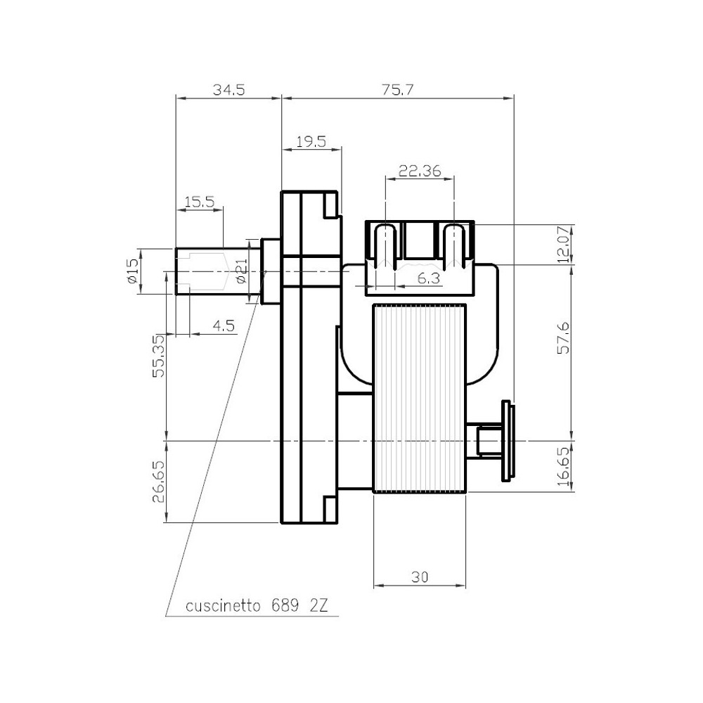 Motore girarrosto K9115106 - 2,5 rpm - 28 Watt