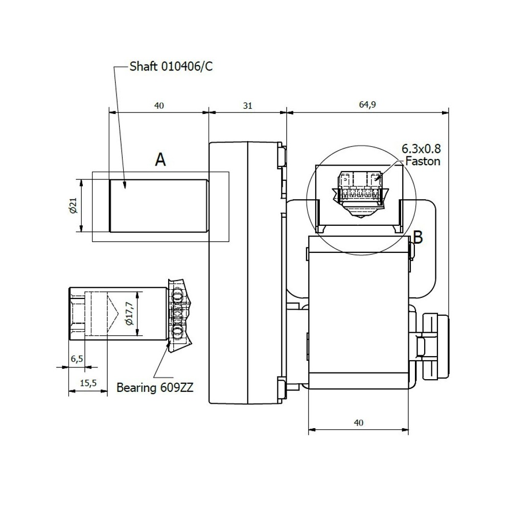 Motore girarrosto K9177150 - 2 rpm - 47 Watt