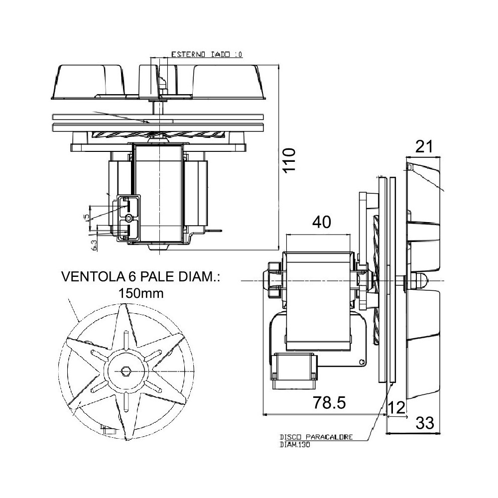 Ventilatore assiale 150 mm - 59 Watt