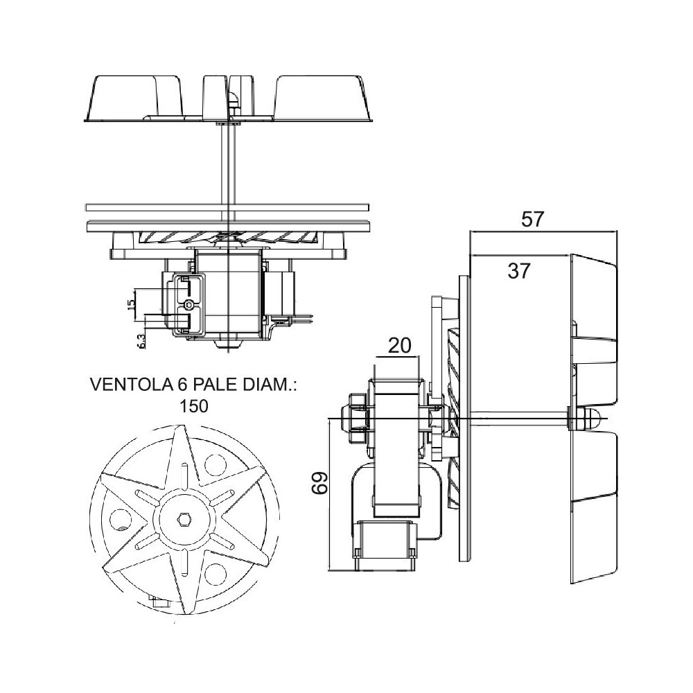 Ventilatore assiale VRB7100 - 150 mm - 30 Watt