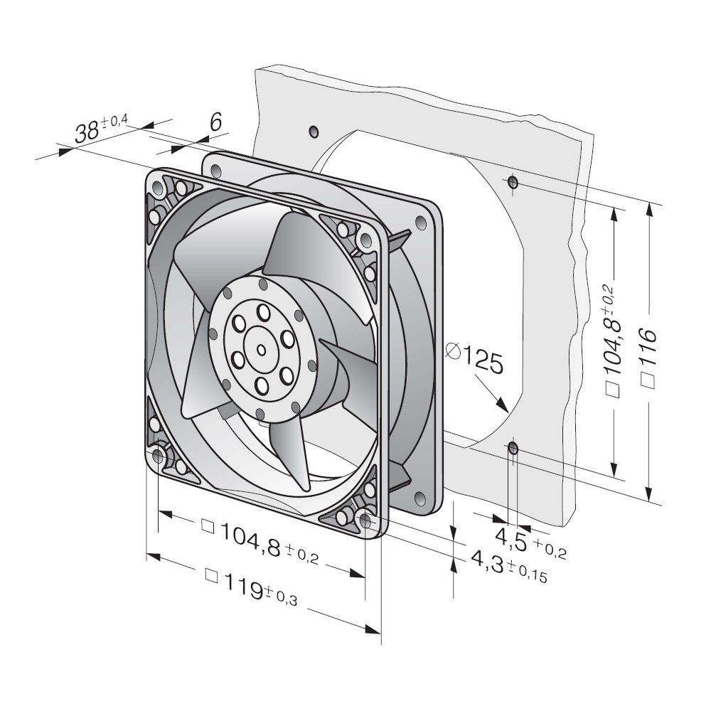 Ventilatore Assiale 119x119x38