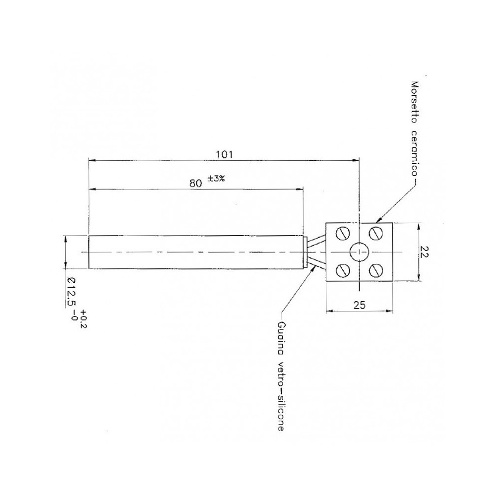 Resistenza lineare con morsetto ceramico 250 Watt - UTXS013369