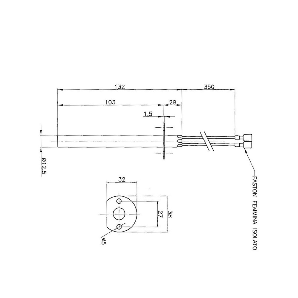 Resistenza stufa a pellet con flangia 400 Watt - UTXS022576