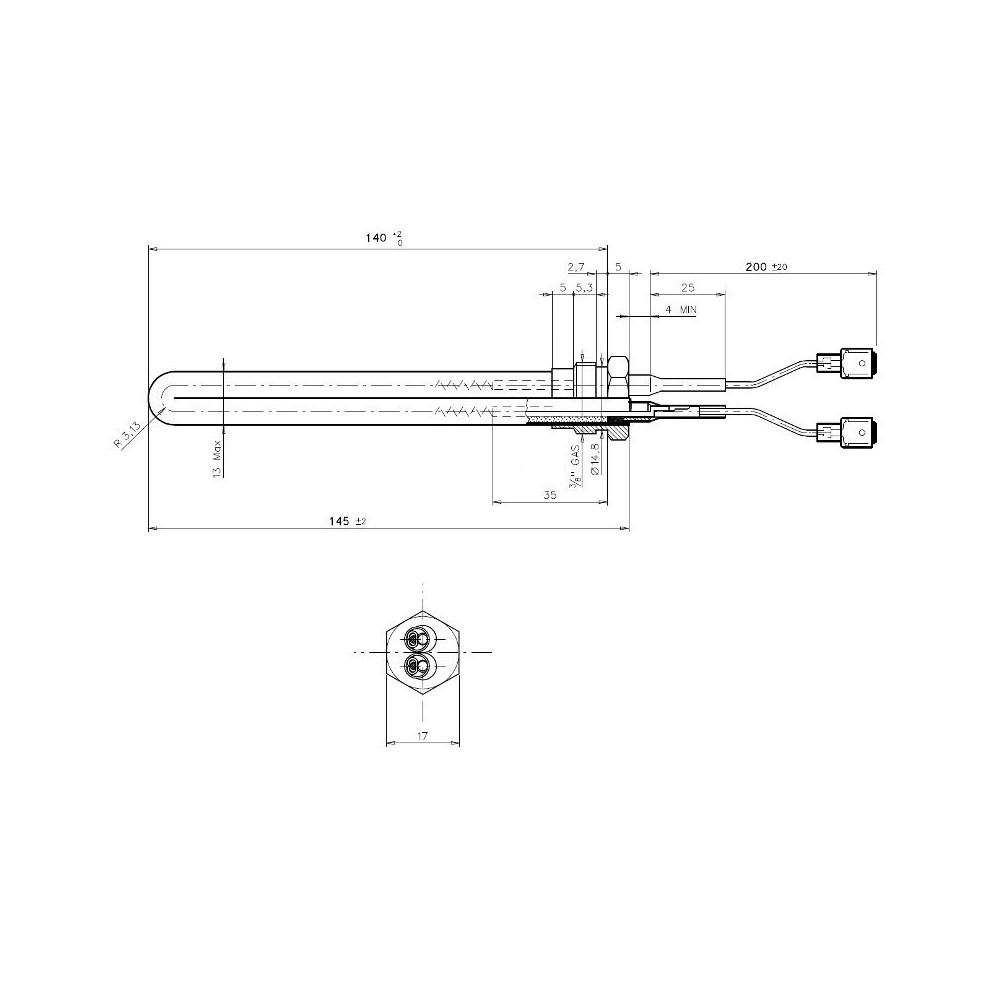 Resistenza accensione stufa a pellet ricurva 250 Watt - IDH63778