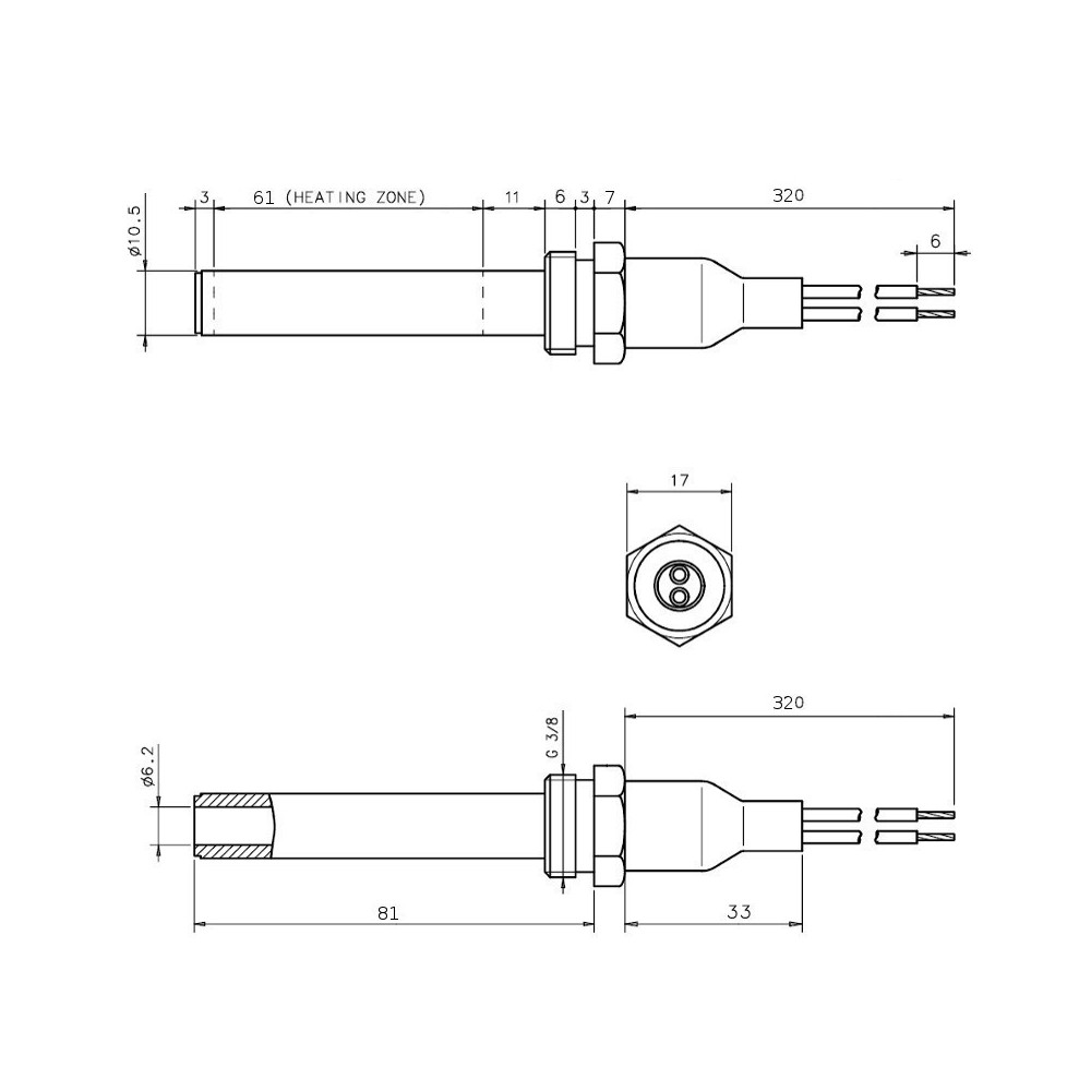 Resistenza stufe a pellet in ceramica, con raccordo filettato 3/8" GAS - 14701069