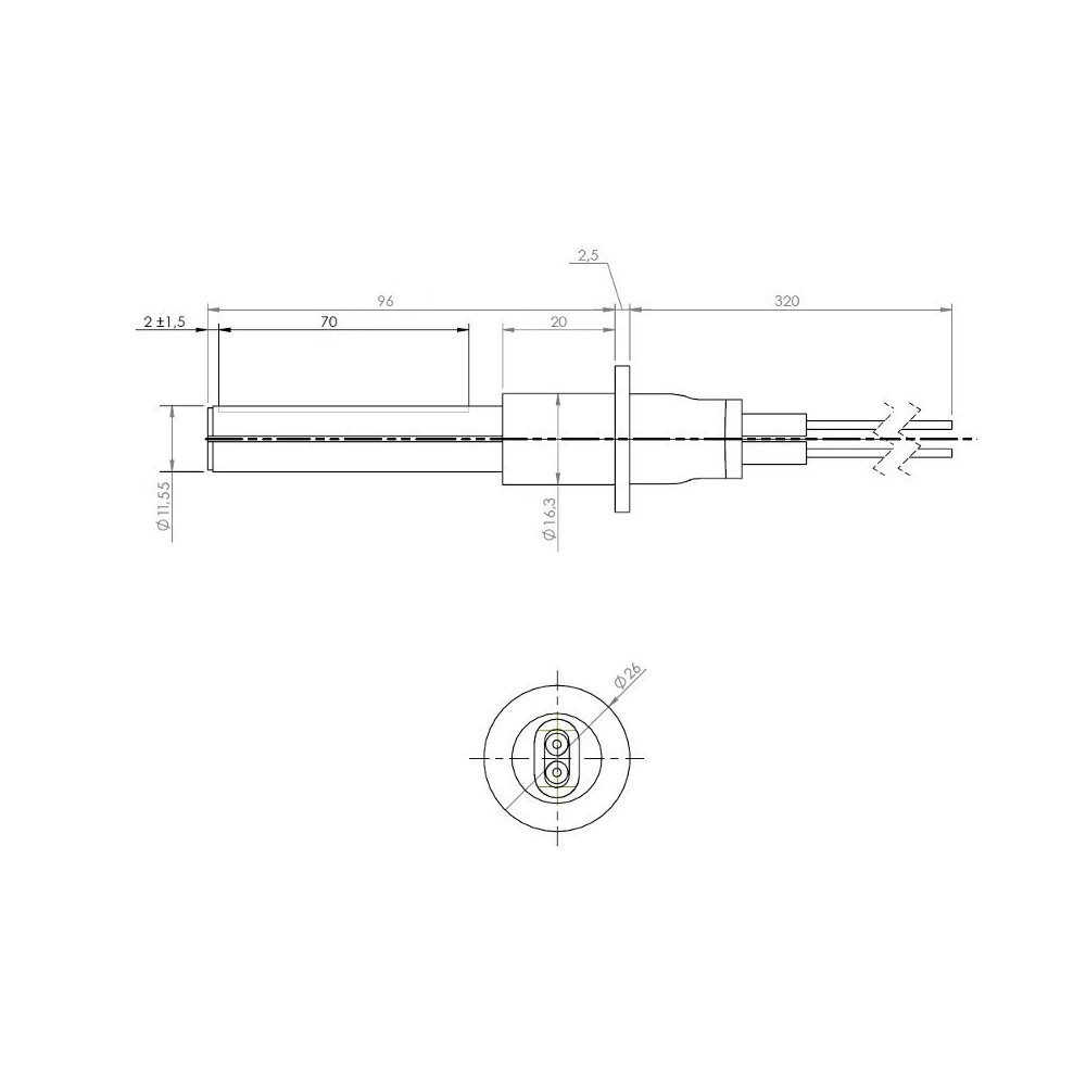 Resistenza accensione con flangia 260 Watt