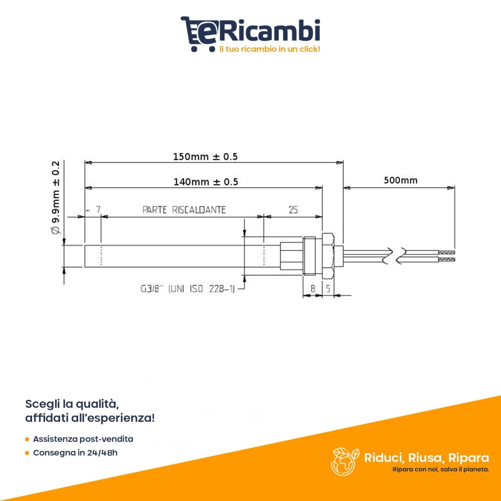 Resistenza accensione stufa a pellet 280 Watt