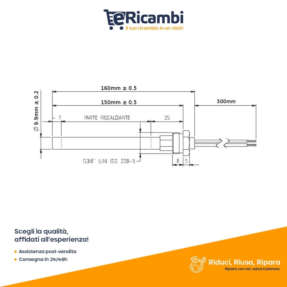 Resistenza accensione stufa a pellet 280 Watt