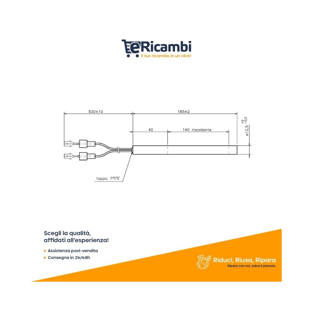 Resistenza accensione lineare per stufe a pellet 400watt - UTXS024334