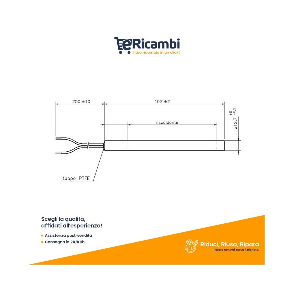 Resistenza accensione lineare per stufe a pellet 300watt - UTXM016013